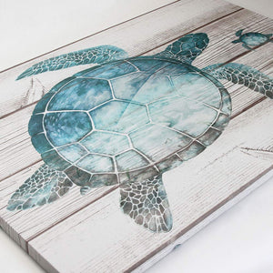SUMGAR Wall Art for Bathroom Green Sea Turtle Wall Decor Vintage Paintings on Canvas Framed Prints Ready to hang,16''x24''