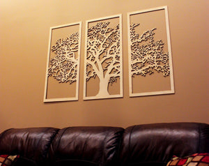 Skyline Workshop Tree of Life 3D Maple - 3 Panel Wood Wall Art - Beautiful Living Room Decor