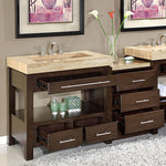 Silkroad Exclusive HYP-0218-T-56 Stone Top Single Sink Bathroom Vanity with Modern Furniture Cabinet, 56", Dark Wood