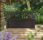 Keter 213126 Eden 70 Gallon All Weather Outdoor Patio Storage Garden Bench Deck Box, Brown