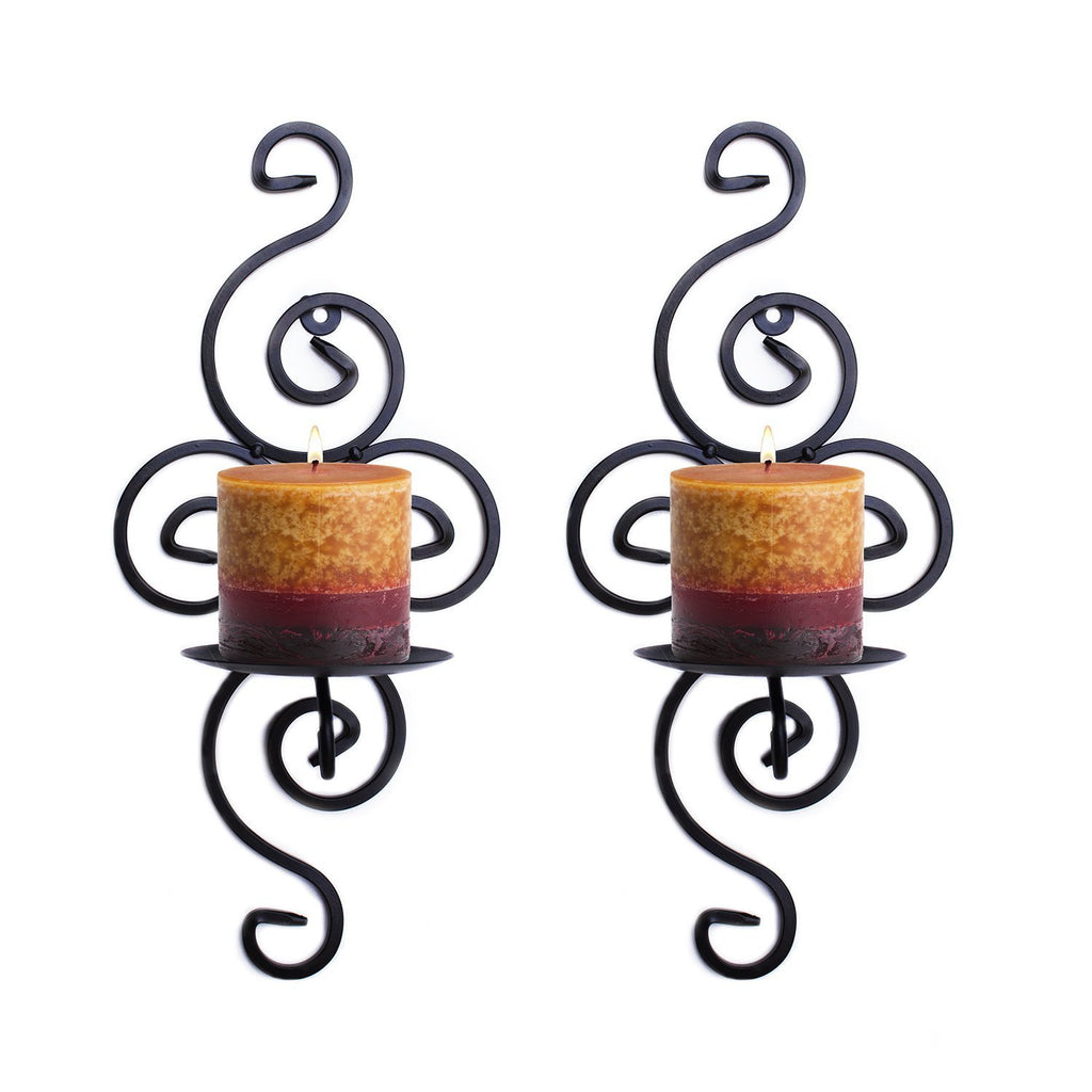 Pasutewel Wall Candle Sconces,Set of 2 Elegant Swirling Iron Hanging Wall Mounted Decorative Candle Holder 14x7 Inch For Home Decorations,Weddings,Events