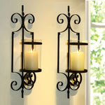 FrameArmy Cast Iron Vertical Wall Hanging Accents Candle Holder Sconce (Set of 2)