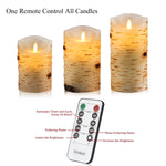 Vinkor Flameless Candles Flickering Candles Birch Bark Set of 4 5" 6" Battery Candles Real Wax Pillar with Remote Timer