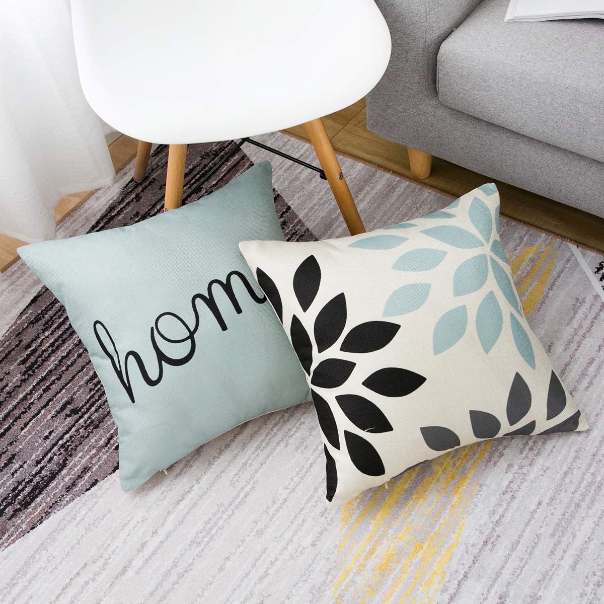 Yumin Throw Pillow Cases Decorative Soft Square Geometric Style Throw Pillow Cover Cushion Case for Sofa 18 x 18 Inch Set of 4