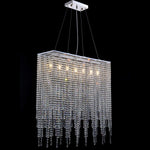 7PM Modern Rectangle Island Crystal Chandelier Pendant Lamp Light Fixture 7 Lights Required for Dining Room Kitchen Flush Mount L32" x W9.5" x H32"