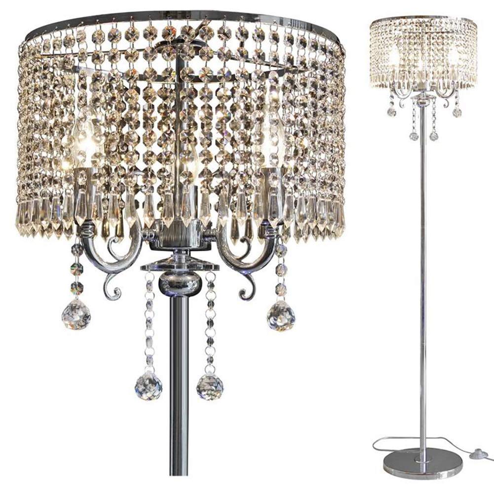 Hsyile Lighting KU300153 Elegant Designs Crystal Floor Lamp chrome Finish,2 Lights