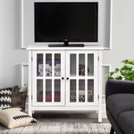 Tangkula Console Cabinet Storage White Glass Door Sideboard Console Table Server Display Buffet Cabinet (White)