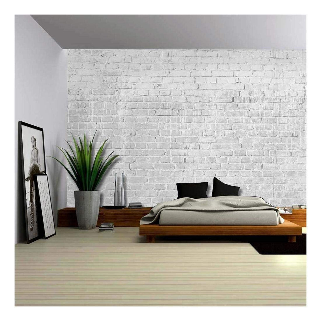 wall26 - Gray and Grungy Brick Wall with Dripping White Paint - Wall Mural, Removable Wallpaper, Home Decor - 100x144 inches