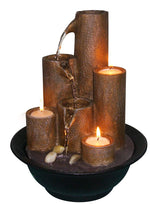Alpine Corporation Pouring Tiers Tabletop Fountain with 3 Candles - Zen Indoor Decor for Office, Living Room, Bedroom - 11 Inches