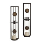 Danya B Set of Two Wall Sconces, Metal Wall Décor, Antique-Style Metal Sconce for Private and Office Use