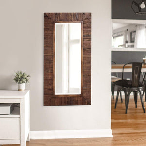 Howard Elliot Timberlane Rustic Mirror, Walnut Finished Wood Frame Accent Mirror