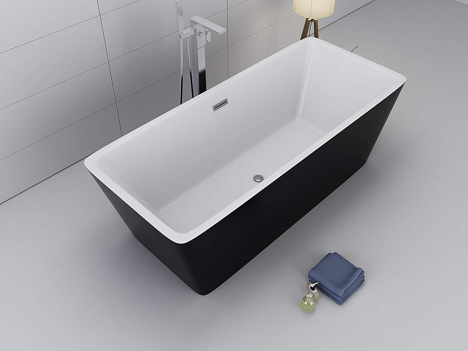 1001Now Garda 67" BLACK Freestanding Acrylic Bathtub