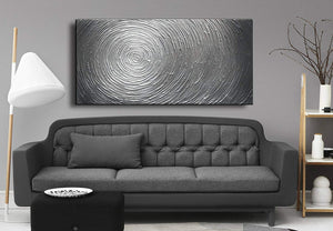YaSheng Art - 24x48 Inch Large Abstract Art Oil Paintings on Canvas Silver Gray Gradient Color Abstract Artwork Modern Home Decor Canvas Wall Art Ready to Hang for Living Room Bedroom