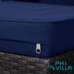 PHI VILLA 3-Piece Patio Furniture Set Rattan Sectional Sofa Wicker Furniture (Blue)