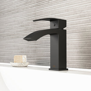 VIGO VG01015MB Satro Modern Bathroom Faucet, Single-Hole Deck-Mount Lavatory Faucet with Plated Seven Layer Matte Black Finish