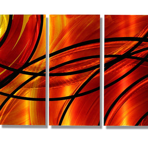 Red, Orange, Gold & Black Abstract Metal Wall Art Painting - Contemporary Handcrafted Home Decor Art Sculpture - Bound By Fire By Jon Allen