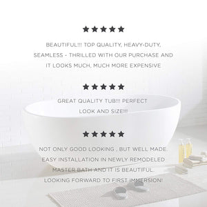 MAYKKE Barnet 61" Modern Oval Acrylic Bathtub Retains Heat White Freestanding Comfortable Soaking Tub in Bathroom Lavatory, Shower cUPC certified, Drain & Overflow Assembly Included