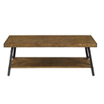 Emerald Home Chandler Rustic Industrial Solid Wood and Steel Coffee Table with Open Shelf