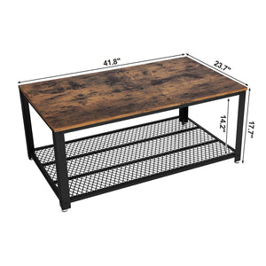 VASAGLE Industrial Coffee, Cocktail Table with Storage Shelf for Living Room, Wood Look Accent Furniture with Metal Frame, Easy Assembly ULCT61X, Rustic Brown