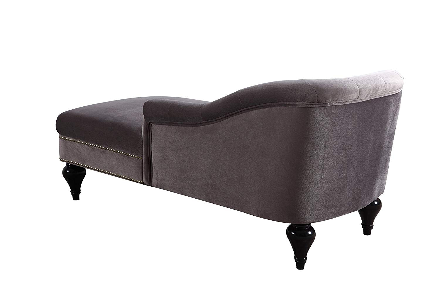 DIVANO ROMA FURNITURE Modern and Elegant Kid's Velvet Chaise Lounge for Living Room or Bedroom (Light Grey)