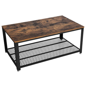 VASAGLE Industrial Coffee, Cocktail Table with Storage Shelf for Living Room, Wood Look Accent Furniture with Metal Frame, Easy Assembly ULCT61X, Rustic Brown