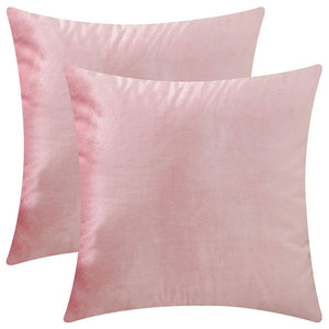 HOME BRILLIANT 2 Pack Valentines Decor Velvet Cushion Covers Set Throw Pillow Cases Covers Square Decorative Pillowcases, 18 x 18 inches(45x45 cm), Blush Pink