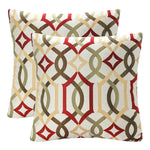 Pack of 2 SimpleDecor Jacquard Geometric Links Accent Decorative Throw Pillow Covers Cushion Case Multicolor 18X18 Inch Red