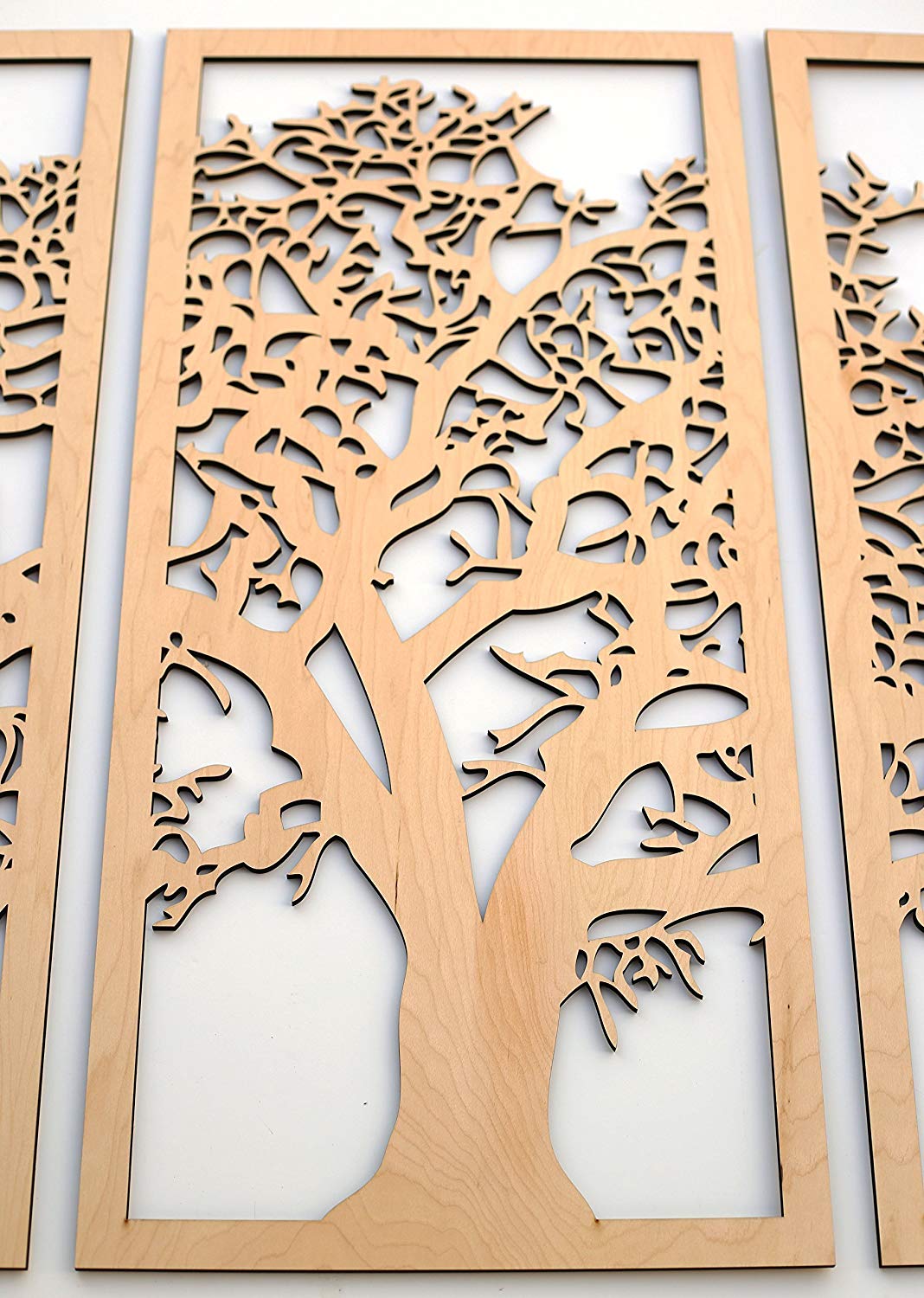 Skyline Workshop Tree of Life 3D Maple - 3 Panel Wood Wall Art - Beautiful Living Room Decor