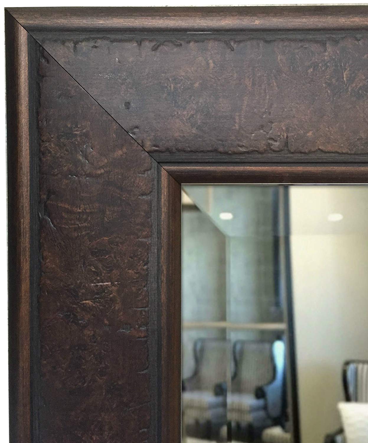 West Frames Marcello Rustic Rectangular Framed Wall Mounted Mirror (38" x 56", Walnut Brown)