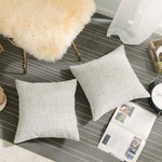 HOME BRILLIANT Decorative Accent Pillow Case Striped Chenille Plush Velvet Cushion Cover for Sofa, 2 Pack, 18x18-inch (45cm), Cream Mixed Black